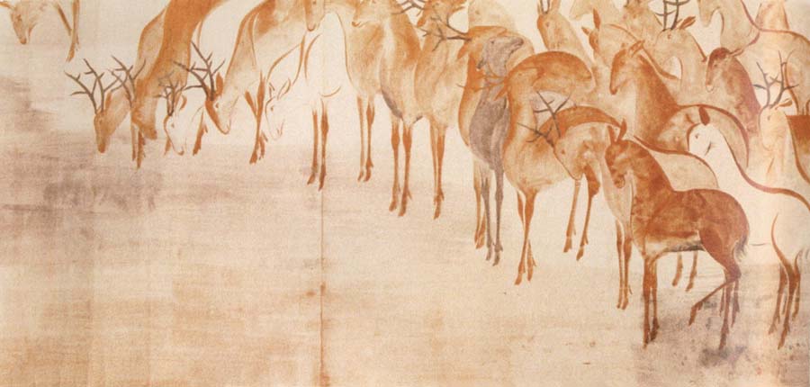Caravaggio poem scroll with deer