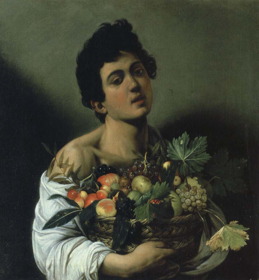 Caravaggio ung man med fruktkorg