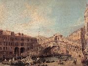Canaletto Grand Canal: The Rialto Bridge from the South f Norge oil painting reproduction