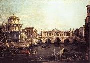 Canaletto Capriccio: The Grand Canal, with an Imaginary Rialto Bridge and Other Buildings fg Norge oil painting reproduction