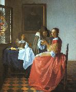 JanVermeer A Lady and Two Gentlemen Norge oil painting reproduction