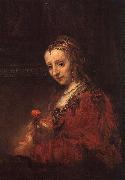 Rembrandt Lady with a Pink Norge oil painting reproduction