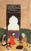 Bihzad, the theophany through Layli sitting framed within the prayer niche