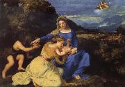 Titian The Virgin and Child with Saint John the Baptist and Saint Catherine oil painting artist