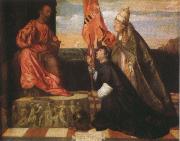 Titian, By Pope Alexander six th as the Saint Mala enterprise's hero were introduced that kneels in front of Saint Peter's Ge the cloths wears Salol