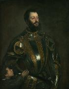 Titian Portrait of Alfonso d'Avalos (1502-1546), in Armor with a Page oil painting artist