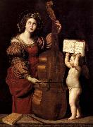 Domenichino, Sainte Cecile avec un ange tenant une partition musicale