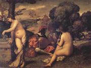 Giorgione Fete champetre(Concerto in the Country) (mk14) Norge oil painting reproduction