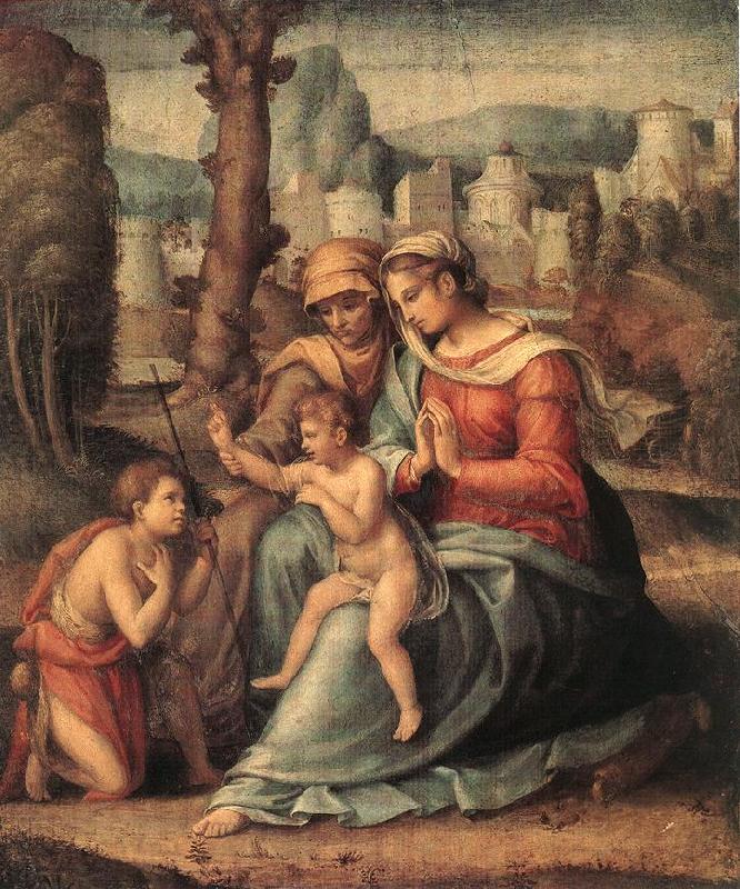BACCHIACCA Madonna with Child, St Elisabeth and the Infant St John the Baptist Germany oil painting art