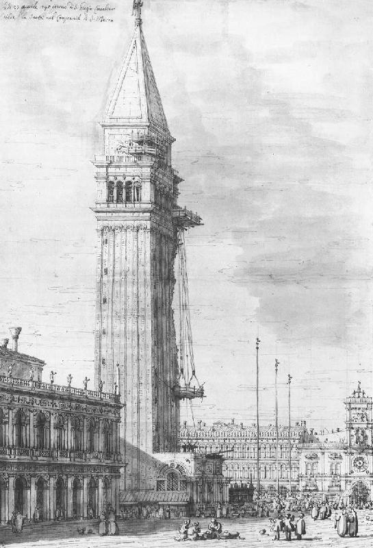 Canaletto The Piazzetta: Looking North, the Campanile under Repair bdr Norge oil painting art