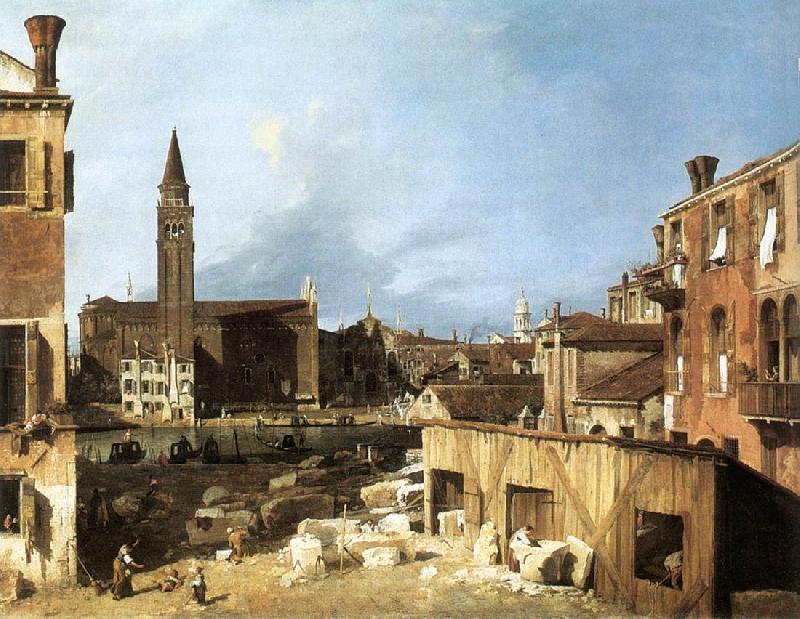 Canaletto The Stonemason s Yard Norge oil painting art
