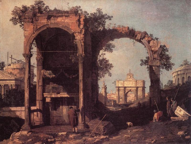 Canaletto Capriccio: Ruins and Classic Buildings ds Norge oil painting art