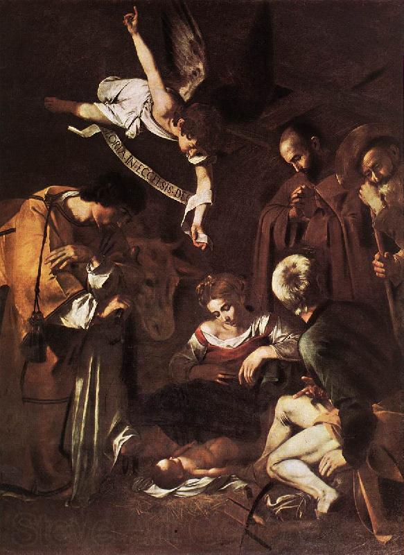 Caravaggio Nativity with St Francis and St Lawrence fdg Norge oil painting art