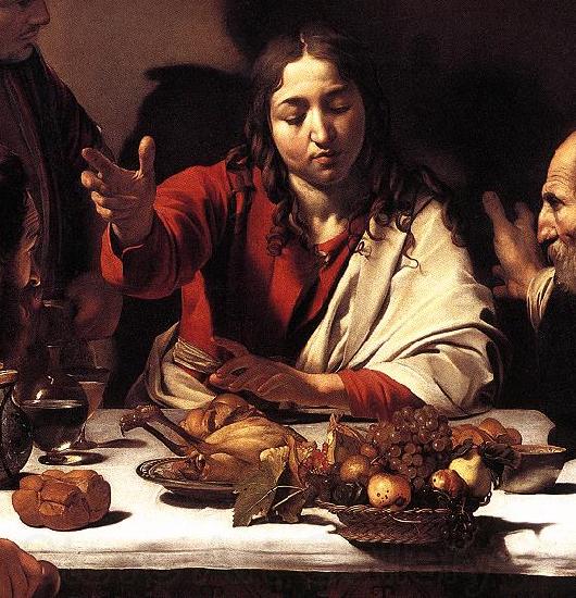 Caravaggio Supper at Emmaus (detail) fg Spain oil painting art