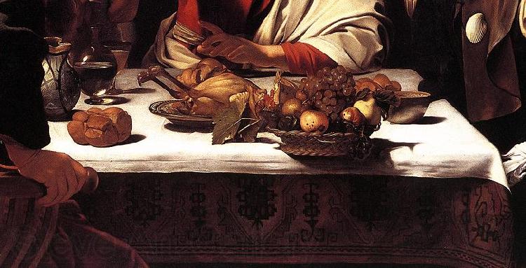 Caravaggio Supper at Emmaus (detail) fdg Norge oil painting art