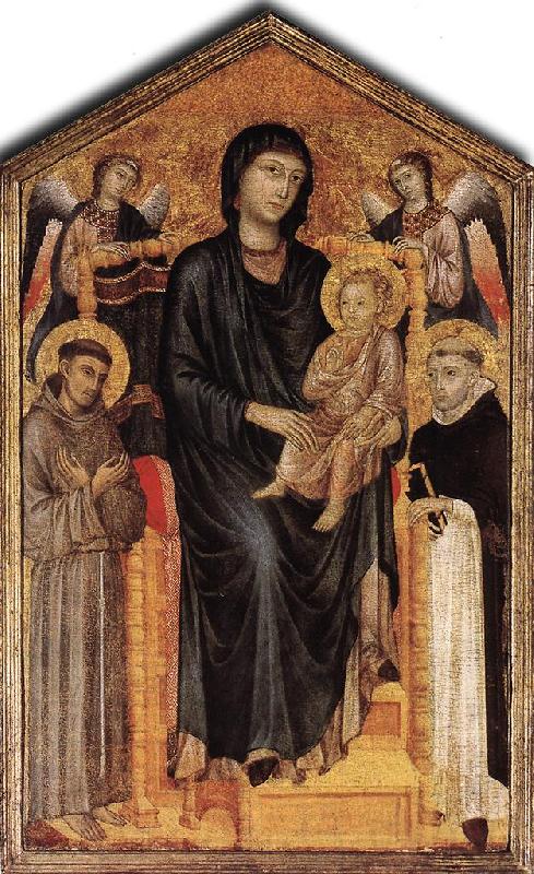 Cimabue Madonna Enthroned with the Child, St Francis St. Domenico and two Angels dfg Norge oil painting art
