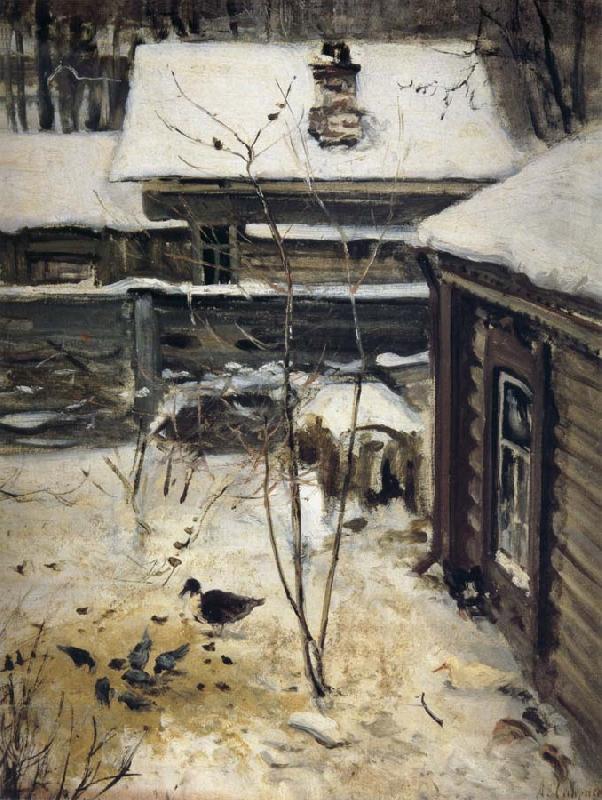 A.K.Cabpacob Yard-Winter Germany oil painting art