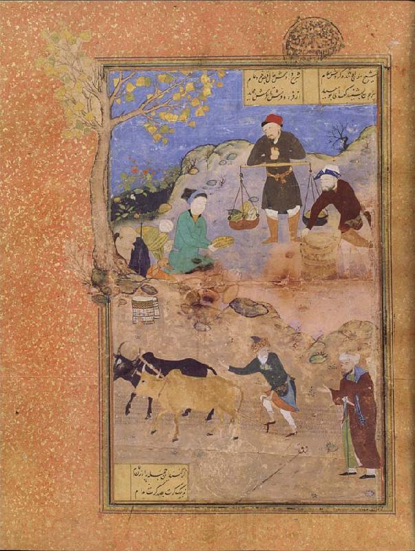 Bihzad A peasant lectures the sage Abu Sa Id ibn Abi l Khayr,the shaykh of Mahneh.on patience France oil painting art