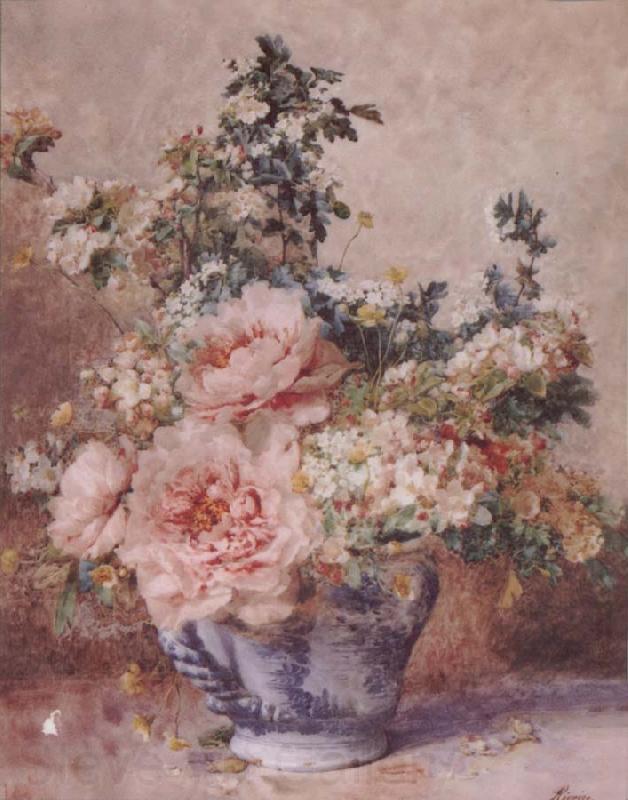F.Rivoire Apple Blossoms with Peonies Norge oil painting art