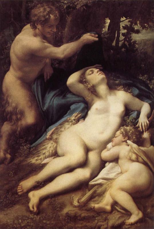 Correggio Venus, satyr and Cupido Norge oil painting art