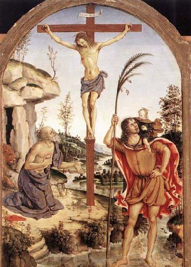 Pinturicchio The Crucifixion with Sts Jerome and Christopher Germany oil painting art