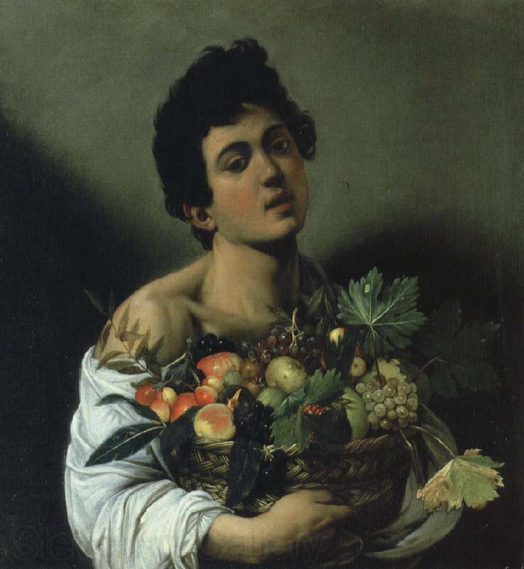 Caravaggio ung man med fruktkorg France oil painting art