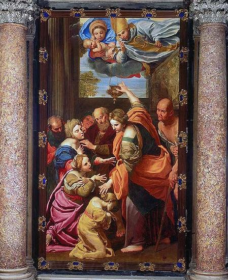 Domenichino Apparition of the Virgin and Child and San Gennaro at the Miraculous Oil Lamp Norge oil painting art