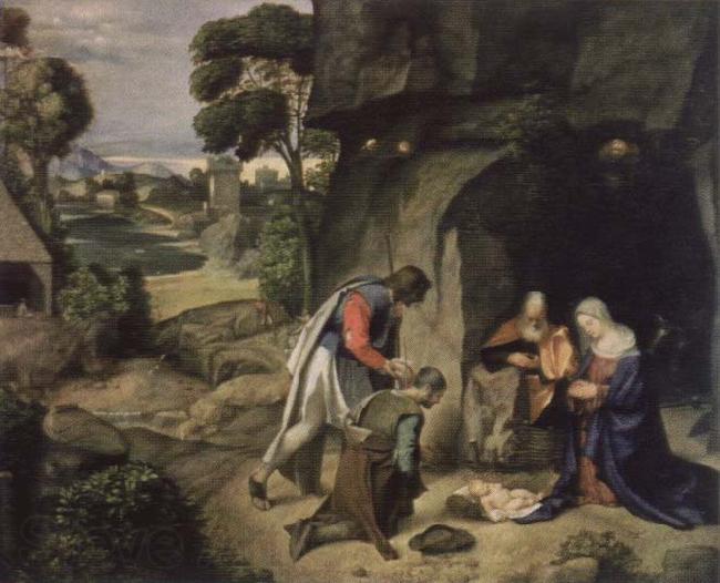 Giorgione adoration of the shepherds Germany oil painting art
