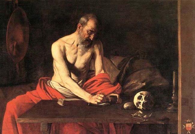 Caravaggio St Jerome 1607 Oil on canvas Norge oil painting art