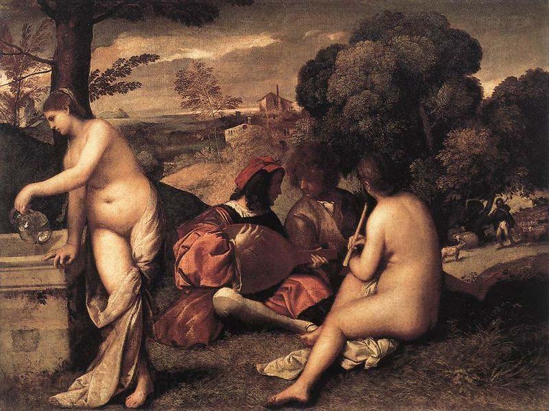 Giorgione Concert Champetre Norge oil painting art
