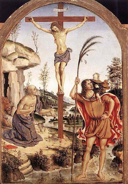Pinturicchio The Crucifixion with Sts. Jerome and Christopher, France oil painting art
