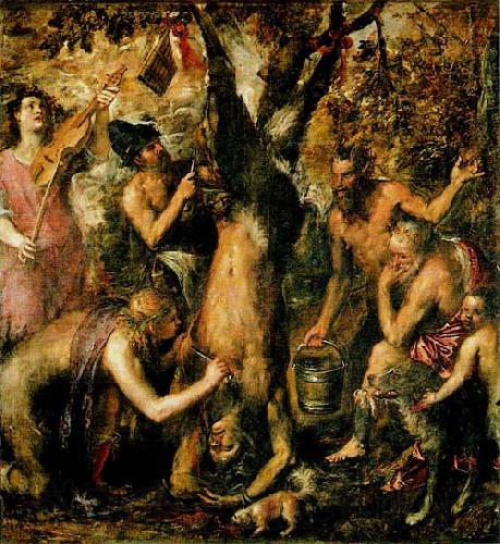 Titian The Flaying of Marsyas, little known until recent decades Spain oil painting art