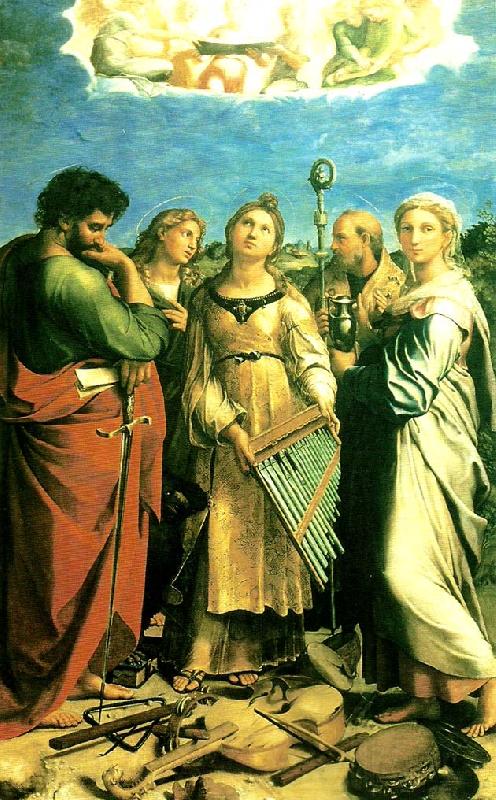 Raphael st. cecilia with ss. paul, john the evangelist, augustine and mary magdalen Germany oil painting art