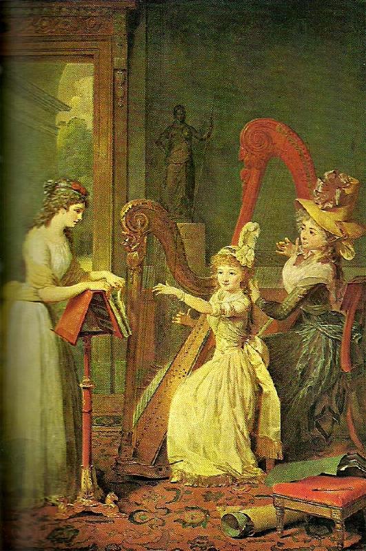 mauzaise princess adelaide dorleans taking aharp lesson with mme de genlis, c. France oil painting art