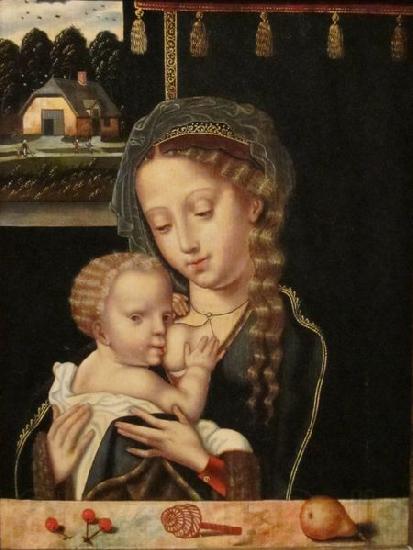 Anonymous Madonna and Child Nursing Spain oil painting art