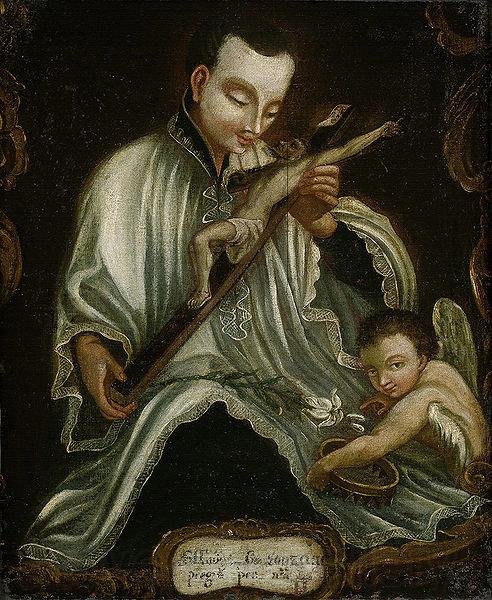 Anonymous Saint Aloysius Gonzaga with the crucifix Spain oil painting art