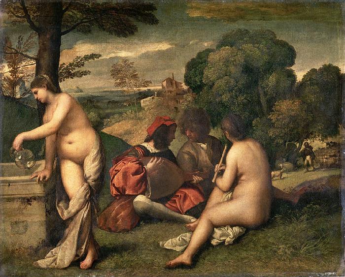 Giorgione Pastoral Concert Norge oil painting art