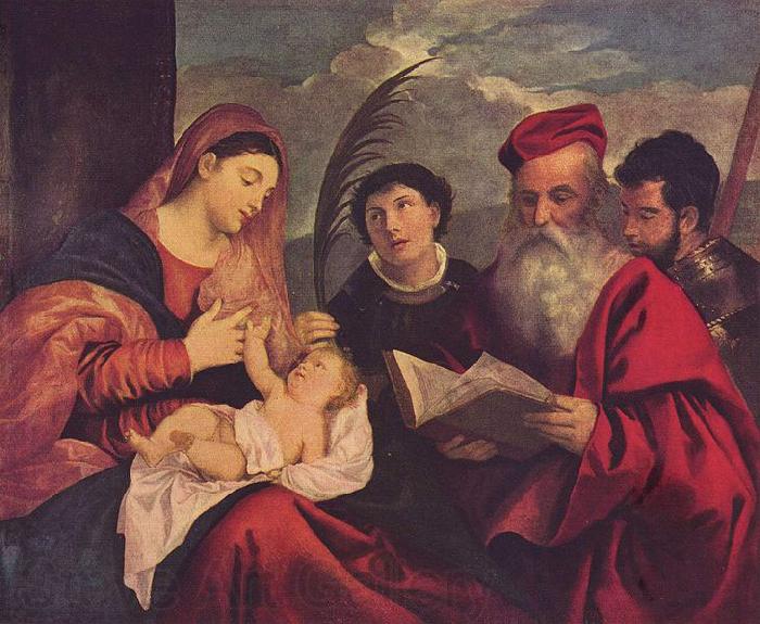 Titian Maria mit dem Kinde, dem Hl. Stephan, Hl. Hieronymus und Hl. Mauritius France oil painting art