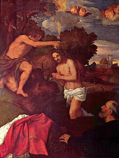 Titian Taufe Christi mit dem Auftraggeber Giovanni Ram Spain oil painting art