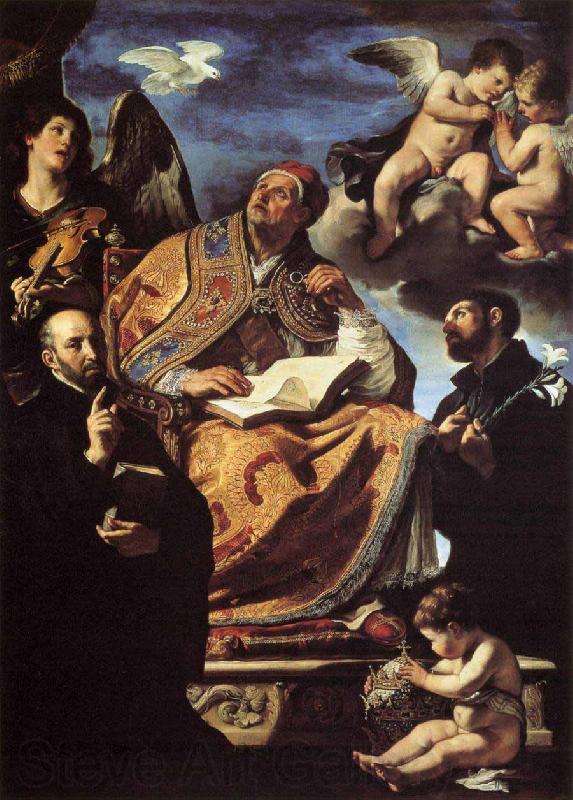GUERCINO St Gregory the Great with Sts Ignatius and Francis Xavier France oil painting art
