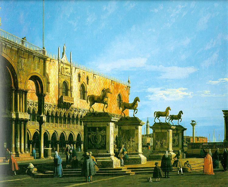 Canaletto Capriccio- The Horses of San Marco in the Piazzetta Spain oil painting art