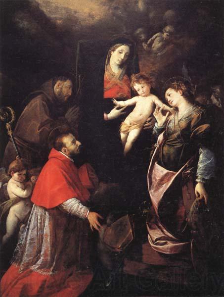 Cerano Madonna and Child with SS.Francis,Charles,and Catherine of Alexandria Norge oil painting art