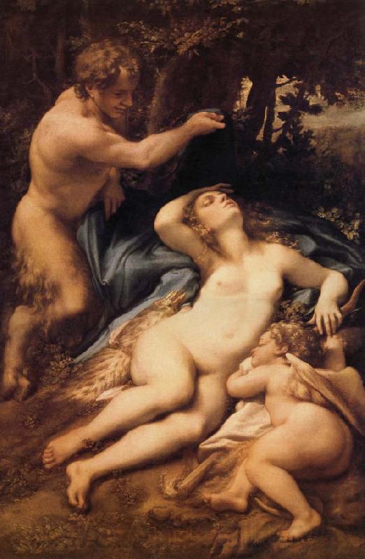 Correggio Venus,Satyre et Cupidon Spain oil painting art