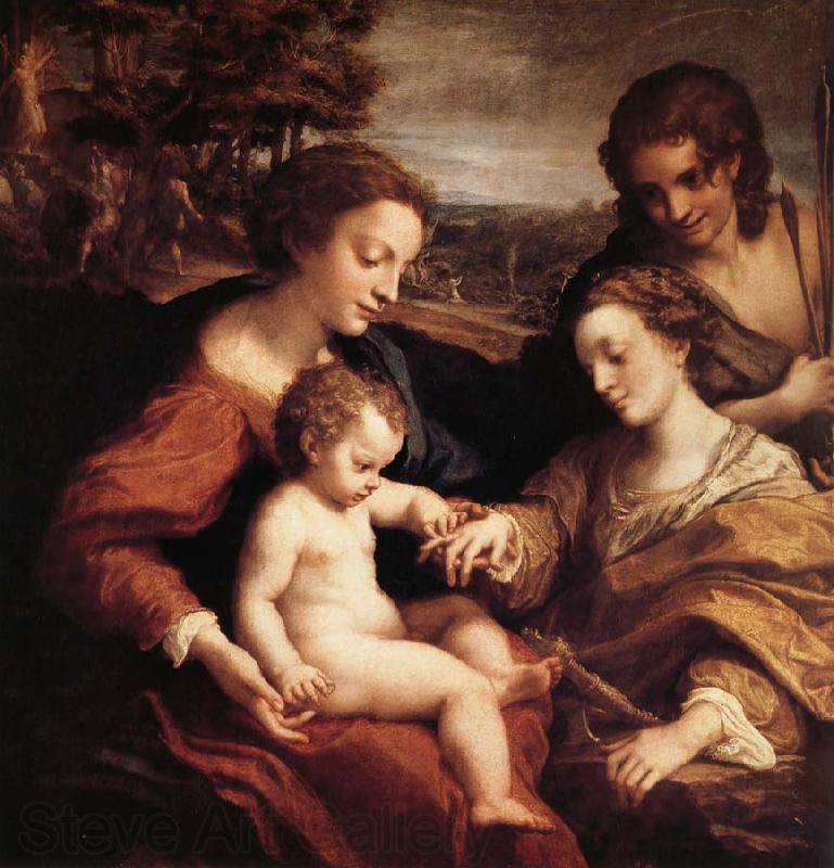 Correggio Le mariage mystique de sainte Catherine d'Alexandrie avec saint Sebastien Norge oil painting art