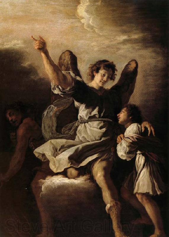 Fetti,Domenico L'ange gardien protegeant un enfant de l'empire du demon Norge oil painting art