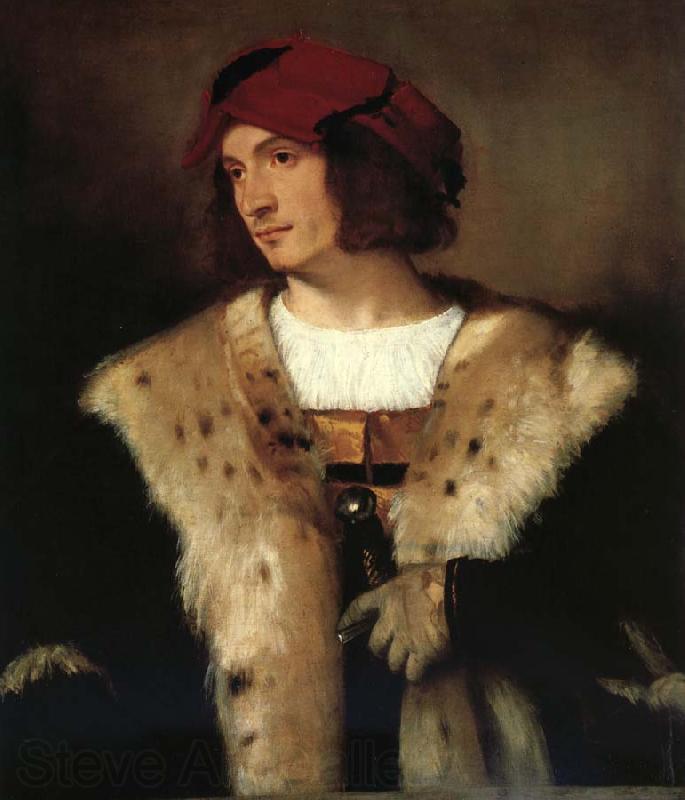 Titian Portrait of a man in a red cap Spain oil painting art