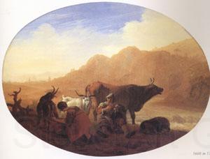 Bamboccio Herdsmen in a Mountainous Landscape Norge oil painting art