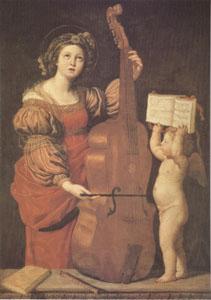 Domenichino Cecilia with an angel Holding Music (mk05) Norge oil painting art