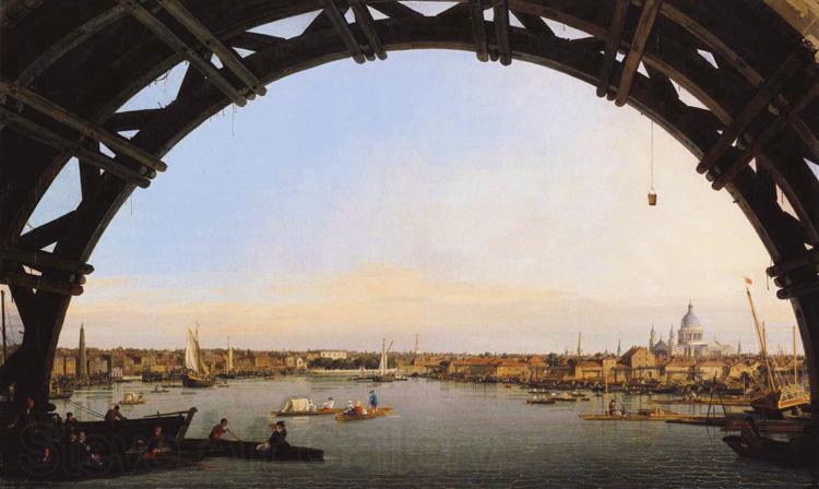 Canaletto Panorama di Londra attraverso un arcata del ponte di Westminster (mk21) Spain oil painting art