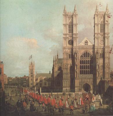 Canaletto L'abbazia di Westminster con la processione dei cavalieri dell'Ordine del Bagno (mk21) Norge oil painting art